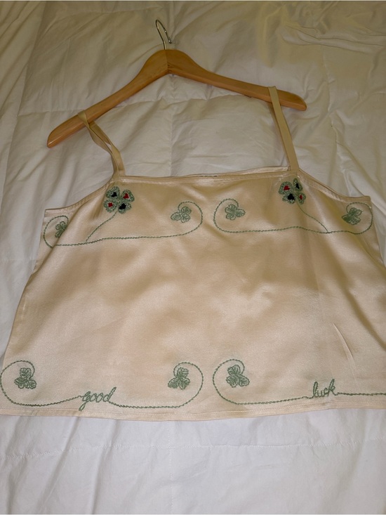 Bode Tops - Bode Silk Embroidered Camisole Top - Lucky Draw tank